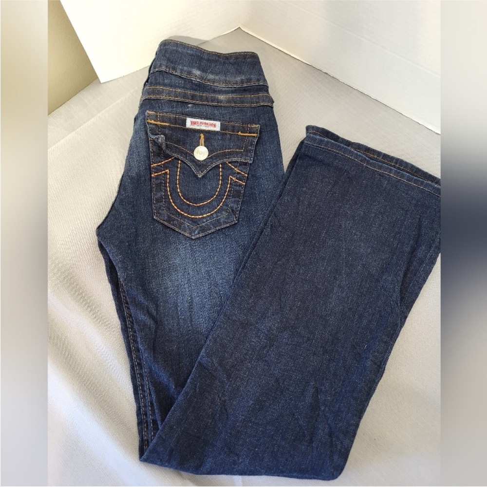 True Religion Women's Dark Blue Boots Cut Jeans Size 27X29